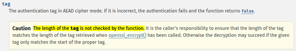 PHP tag parameter warning