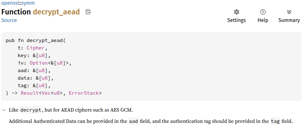 Rust decrypt aead doc